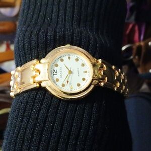 Geneva Gold-Tone Watch with White Dial